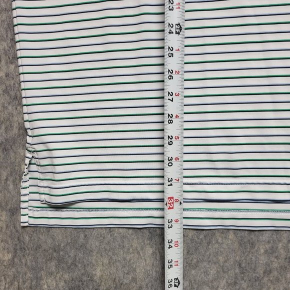 Peter Millar Polo Shirt Men XL Green Blue Striped Summer Comfort Heathrow Golf - Picture 6 of 9